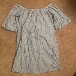 Heart & Hips off the shoulder striped mini dress